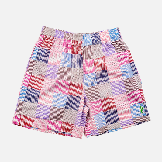 Manor Seersucker Patchwork Mesh Shorts