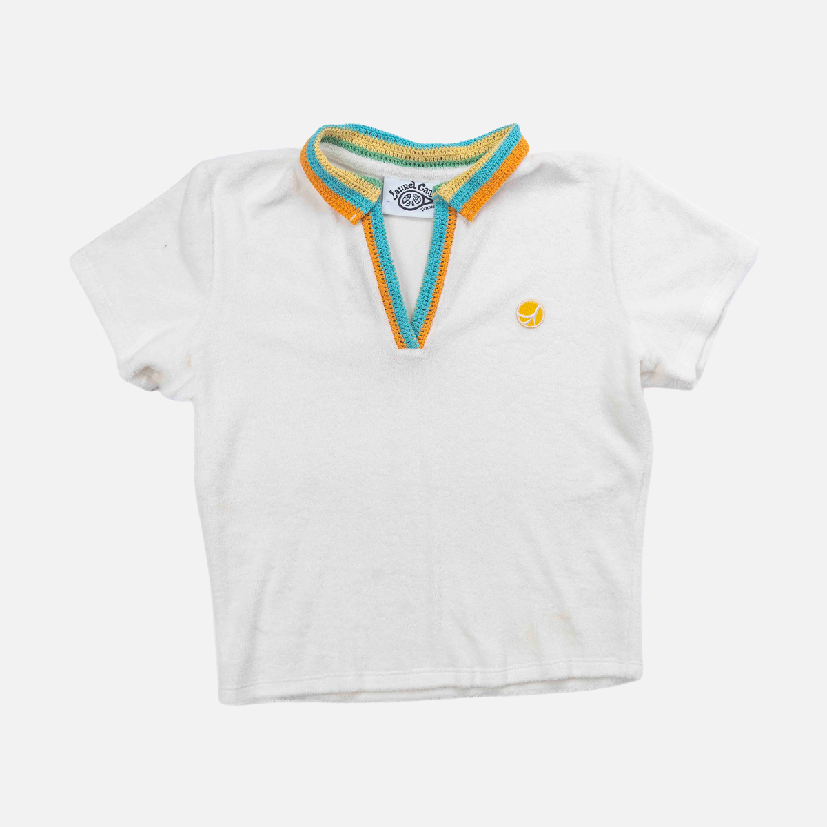 Crochet Women's Polo in White Terry