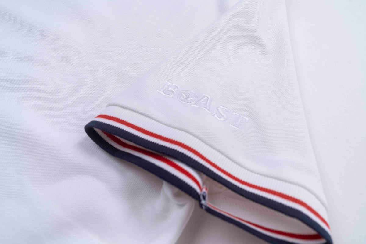 Boast 1983 Tipped Pique Polo-White/Red/Navy