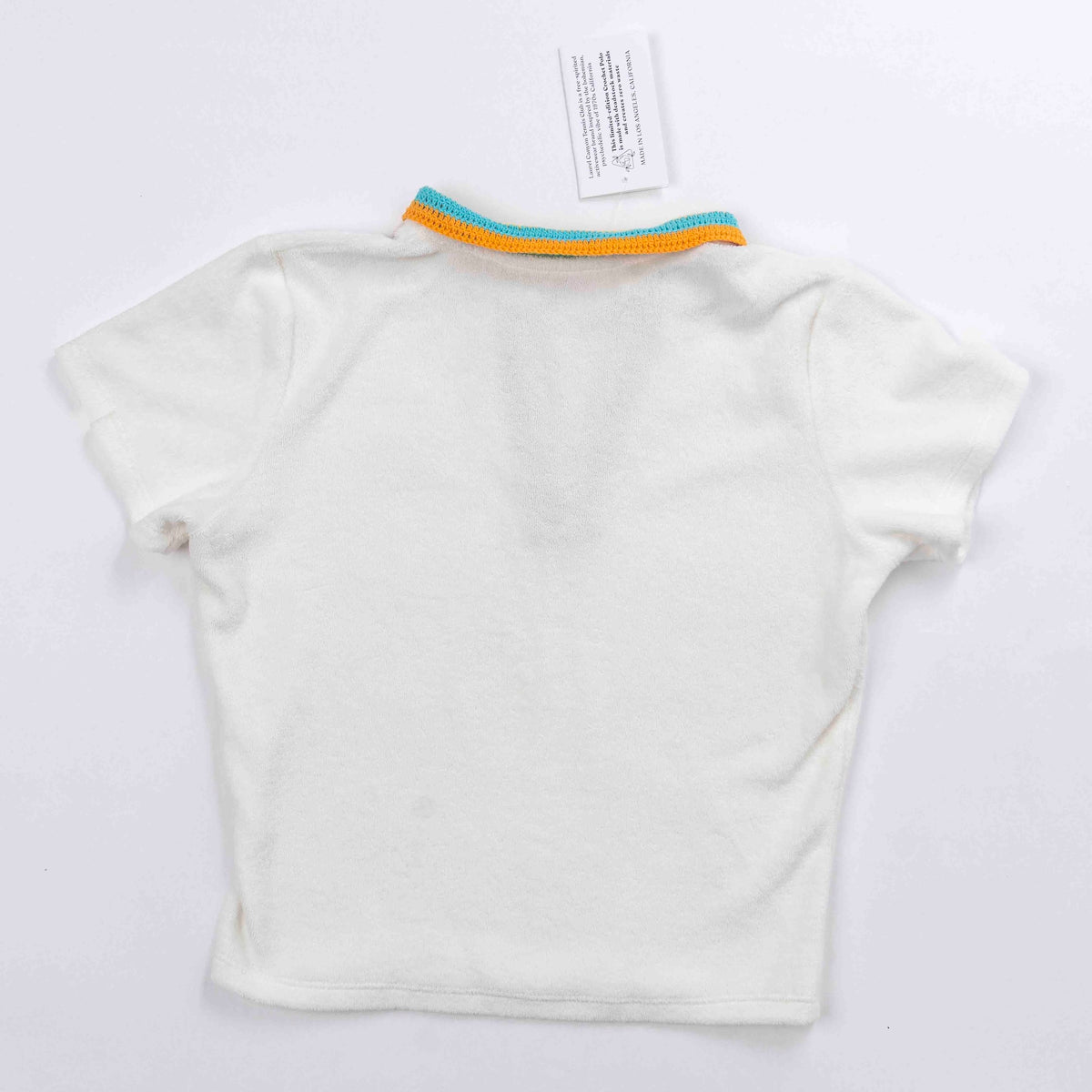 Crochet Women's Polo in White Terry