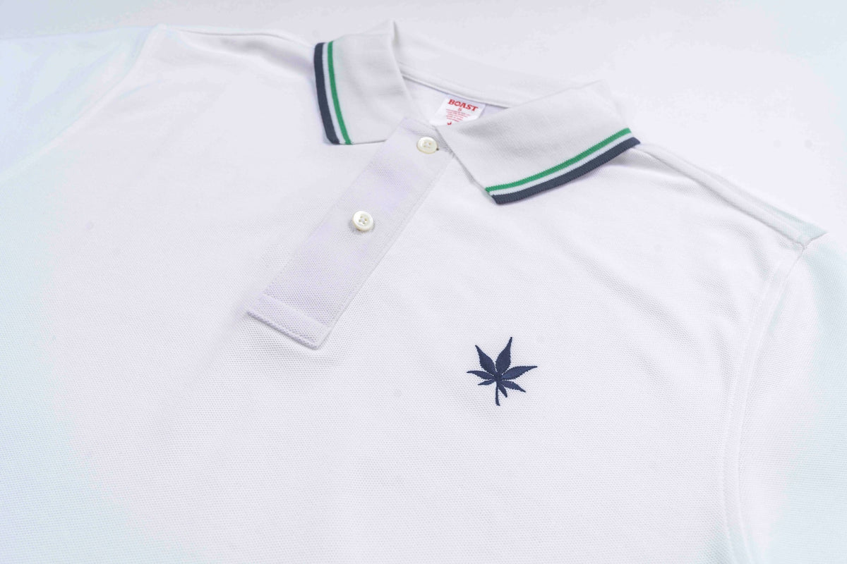 Boast 1983 Tipped Pique Polo-White/Green/Navy