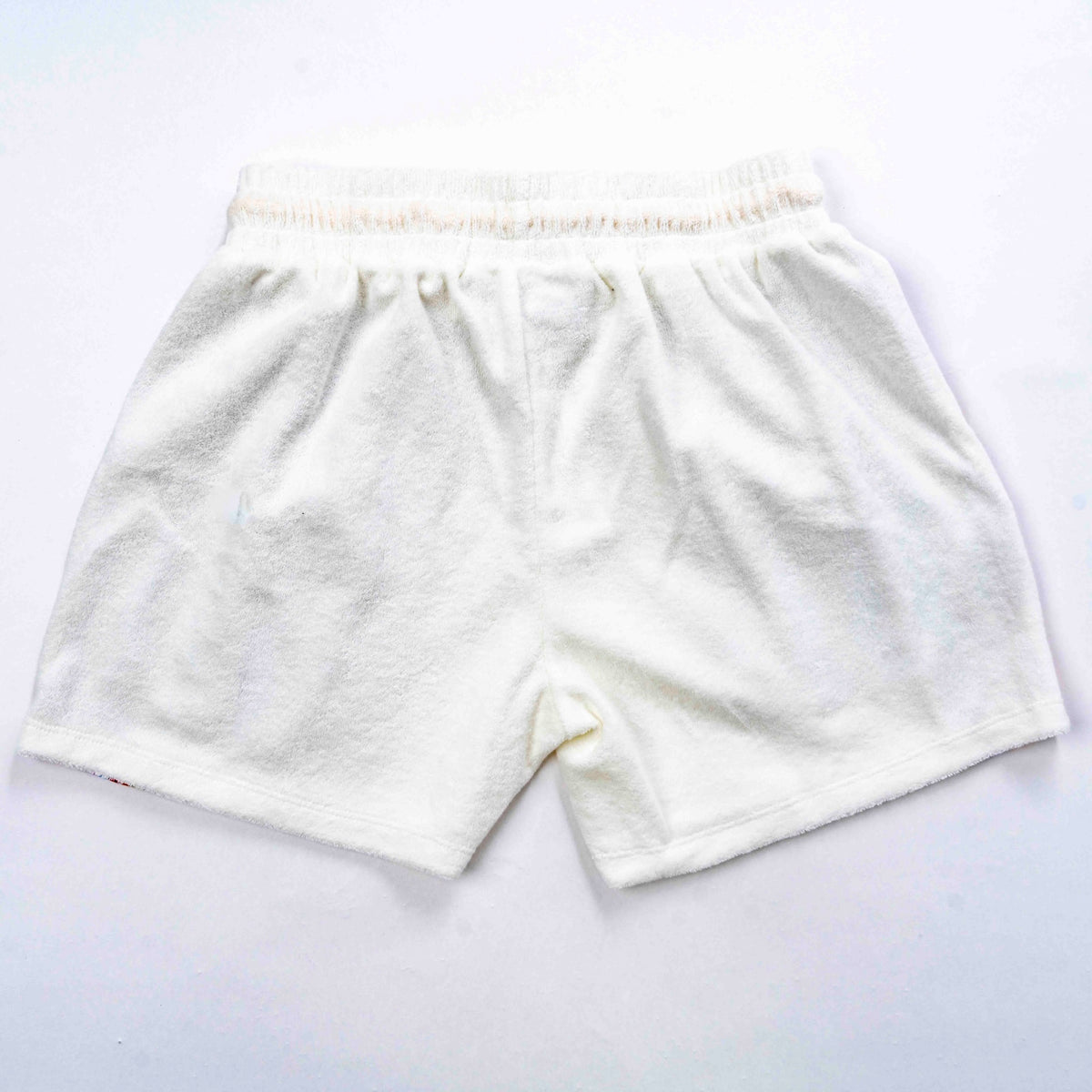 Laurel Canyon 1972 Unisexy Tennis Shorts in White Terry