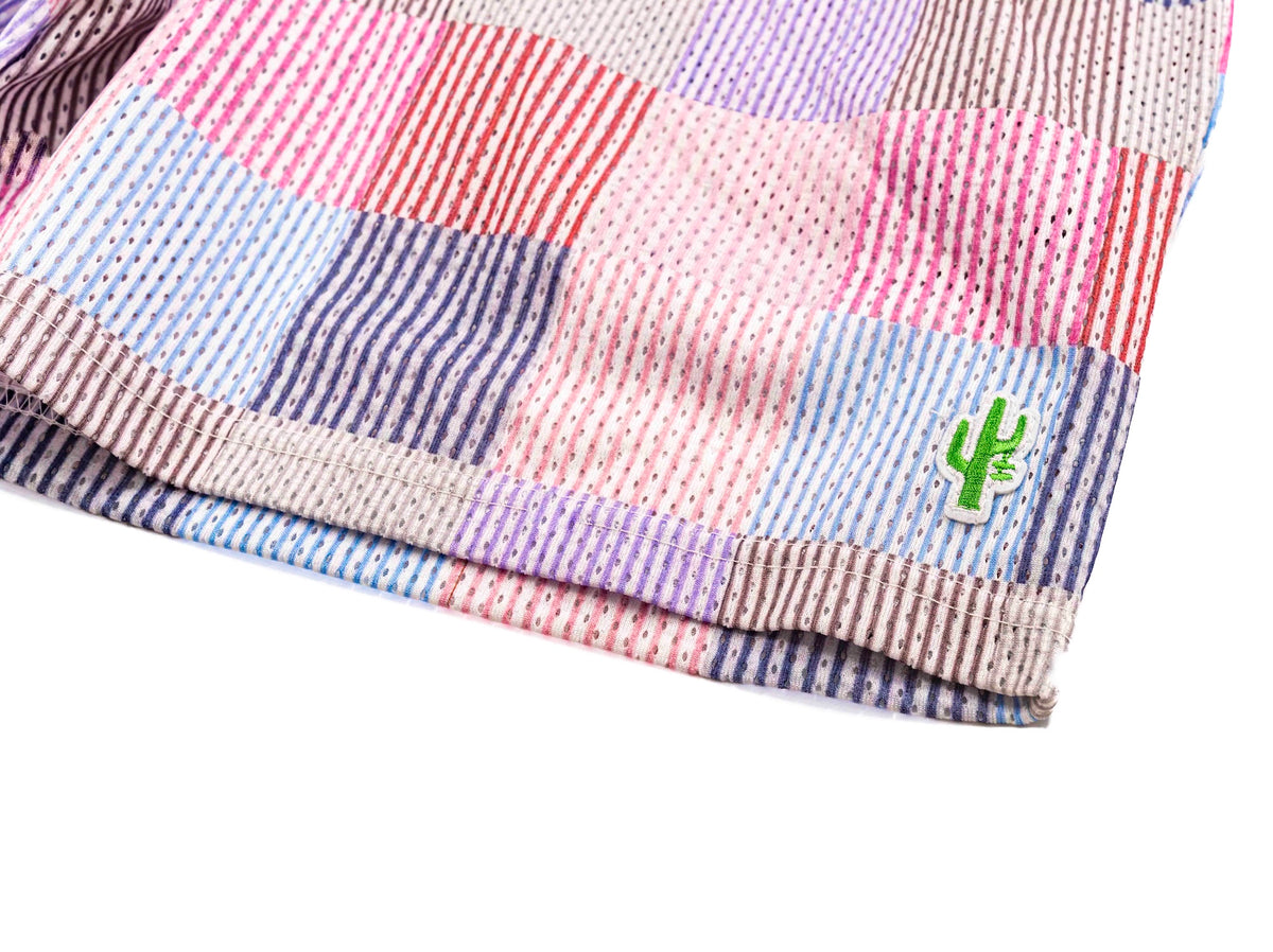 Manor Seersucker Patchwork Mesh Shorts